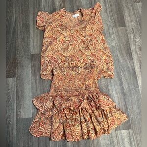 HOUSE OF HARLOW 2- Piece SET Ruffle Skirt and Paisley Top